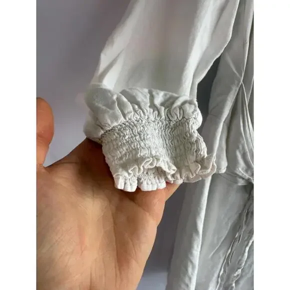 Michael Kors White Linen Tie Front Dress Size M with Zipper Chipping - Picture 10 of 11